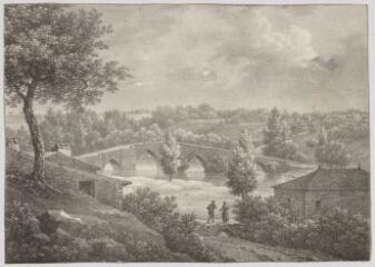 Vue du pont de Vrines. – [S.l.] : [s.n.], [s.d]. – 1 impression photomécanique (illustration) : papier, noir et blanc ; 16 x 23 cm (image).